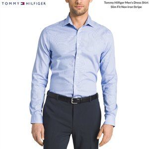 Tommy Hilfiger Slim Fit Stripe Dress Shirt (MIST)